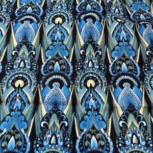 In The Beginning Deco Jason Yenter Cotton Quilting Fabric 1/2 Yard Blue Green